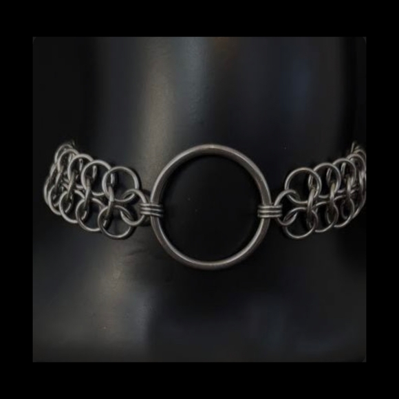 Heavy Industrial O-Ring Chainmail Day Collar Goth Punk Choker Necklace Stainless - Picture 3 of 4